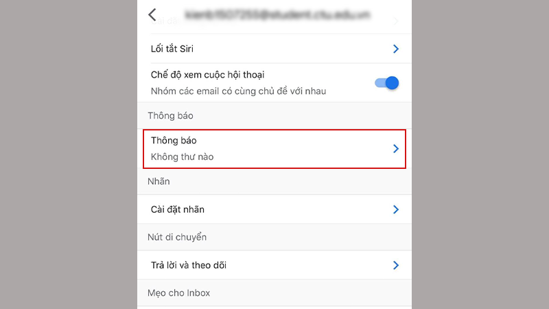 Các cài đặt cho tài khoản Gmail trên iPhone và iPad